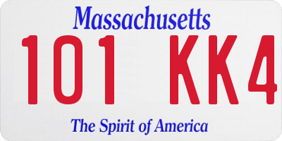MA license plate 101KK4