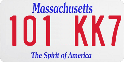 MA license plate 101KK7