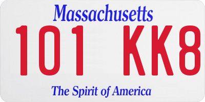 MA license plate 101KK8