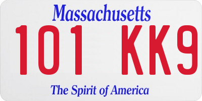 MA license plate 101KK9