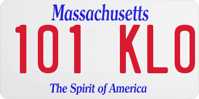 MA license plate 101KL0