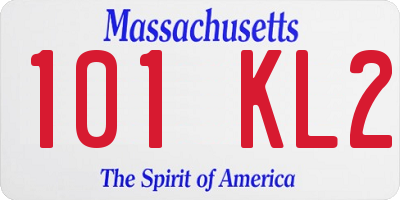 MA license plate 101KL2