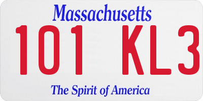 MA license plate 101KL3