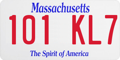 MA license plate 101KL7