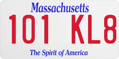 MA license plate 101KL8