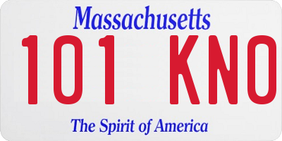 MA license plate 101KN0