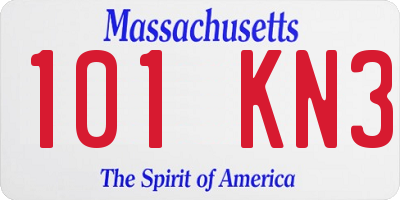 MA license plate 101KN3