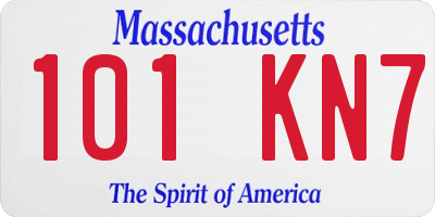 MA license plate 101KN7