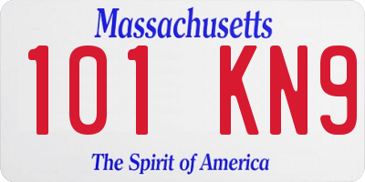 MA license plate 101KN9