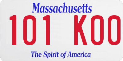 MA license plate 101KO0