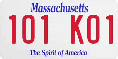 MA license plate 101KO1