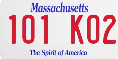 MA license plate 101KO2