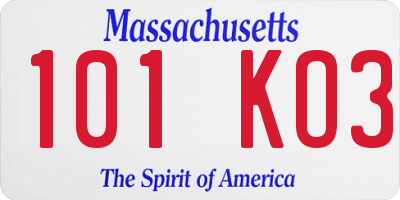 MA license plate 101KO3