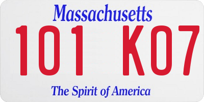 MA license plate 101KO7