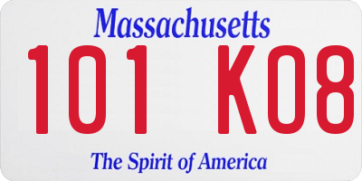 MA license plate 101KO8