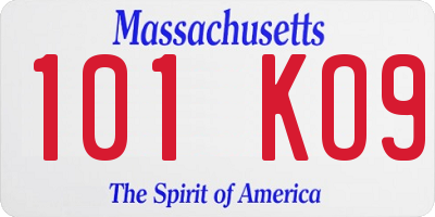 MA license plate 101KO9