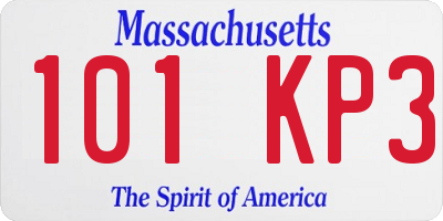 MA license plate 101KP3
