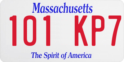 MA license plate 101KP7