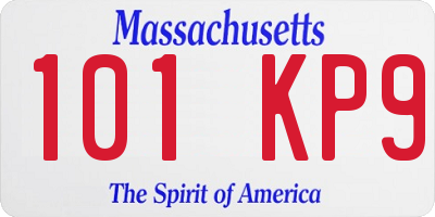MA license plate 101KP9