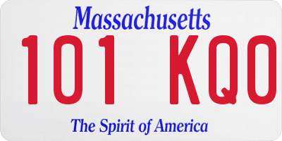 MA license plate 101KQ0