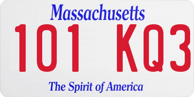MA license plate 101KQ3