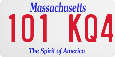 MA license plate 101KQ4