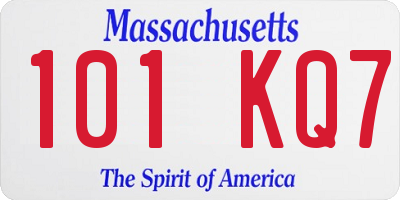 MA license plate 101KQ7