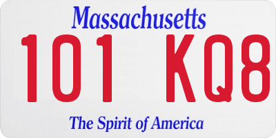 MA license plate 101KQ8