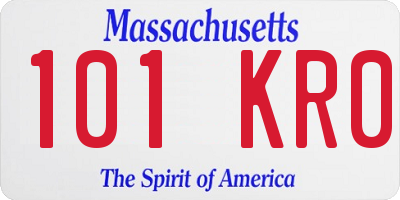 MA license plate 101KR0