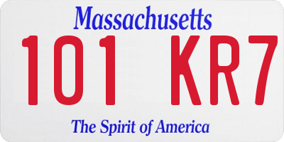 MA license plate 101KR7