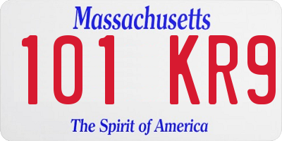 MA license plate 101KR9