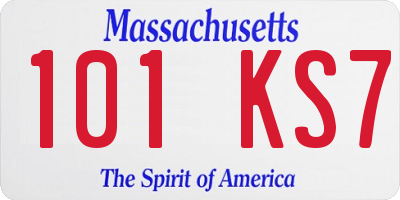 MA license plate 101KS7