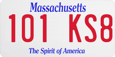 MA license plate 101KS8