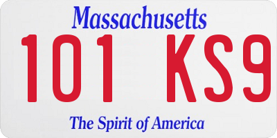 MA license plate 101KS9