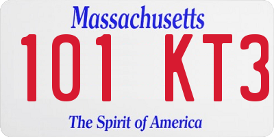 MA license plate 101KT3