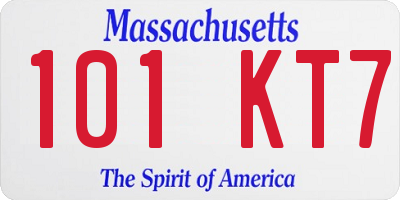 MA license plate 101KT7