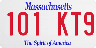 MA license plate 101KT9
