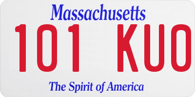 MA license plate 101KU0