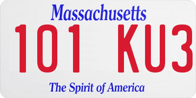 MA license plate 101KU3