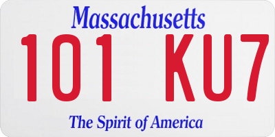 MA license plate 101KU7