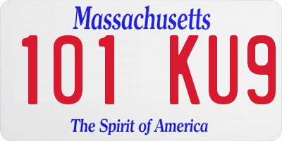 MA license plate 101KU9