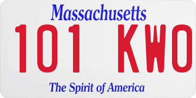 MA license plate 101KW0