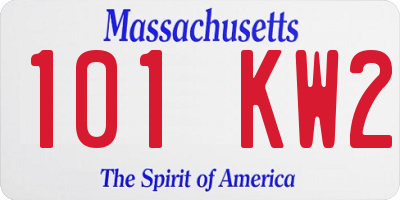 MA license plate 101KW2