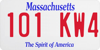 MA license plate 101KW4