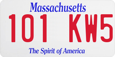 MA license plate 101KW5