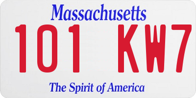 MA license plate 101KW7