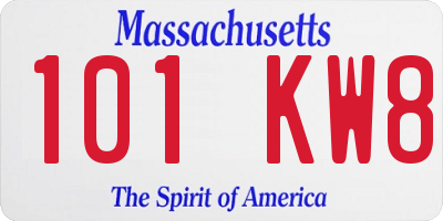 MA license plate 101KW8