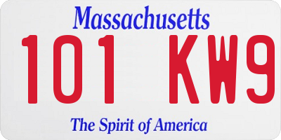 MA license plate 101KW9