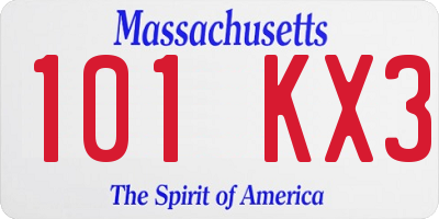 MA license plate 101KX3
