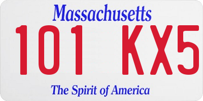 MA license plate 101KX5